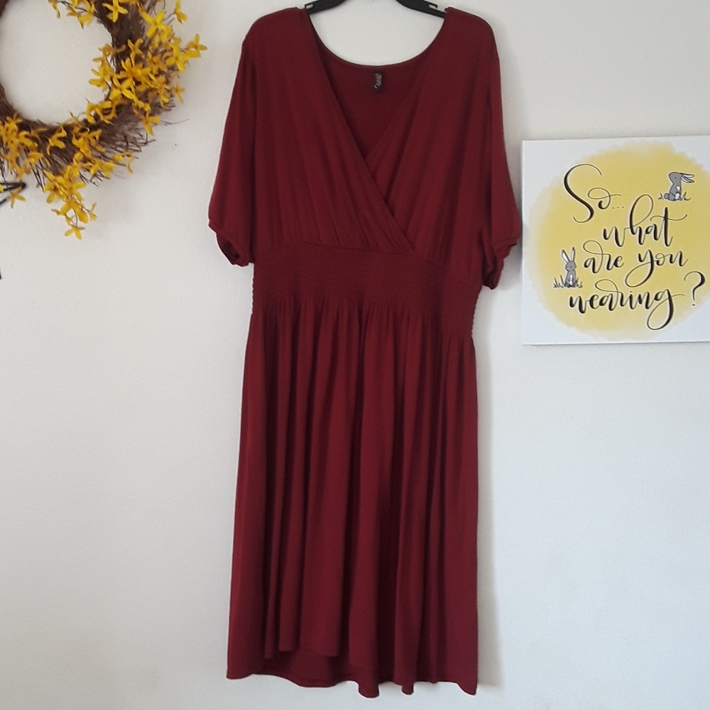 NWOT Old Navy Plus Red Faux Wrap Cotton Dress
